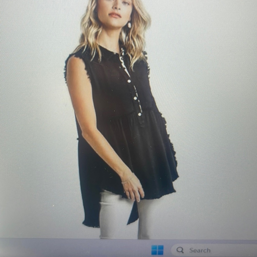 Umgee High Low Sleeveless Tunic Top Blouse new Black